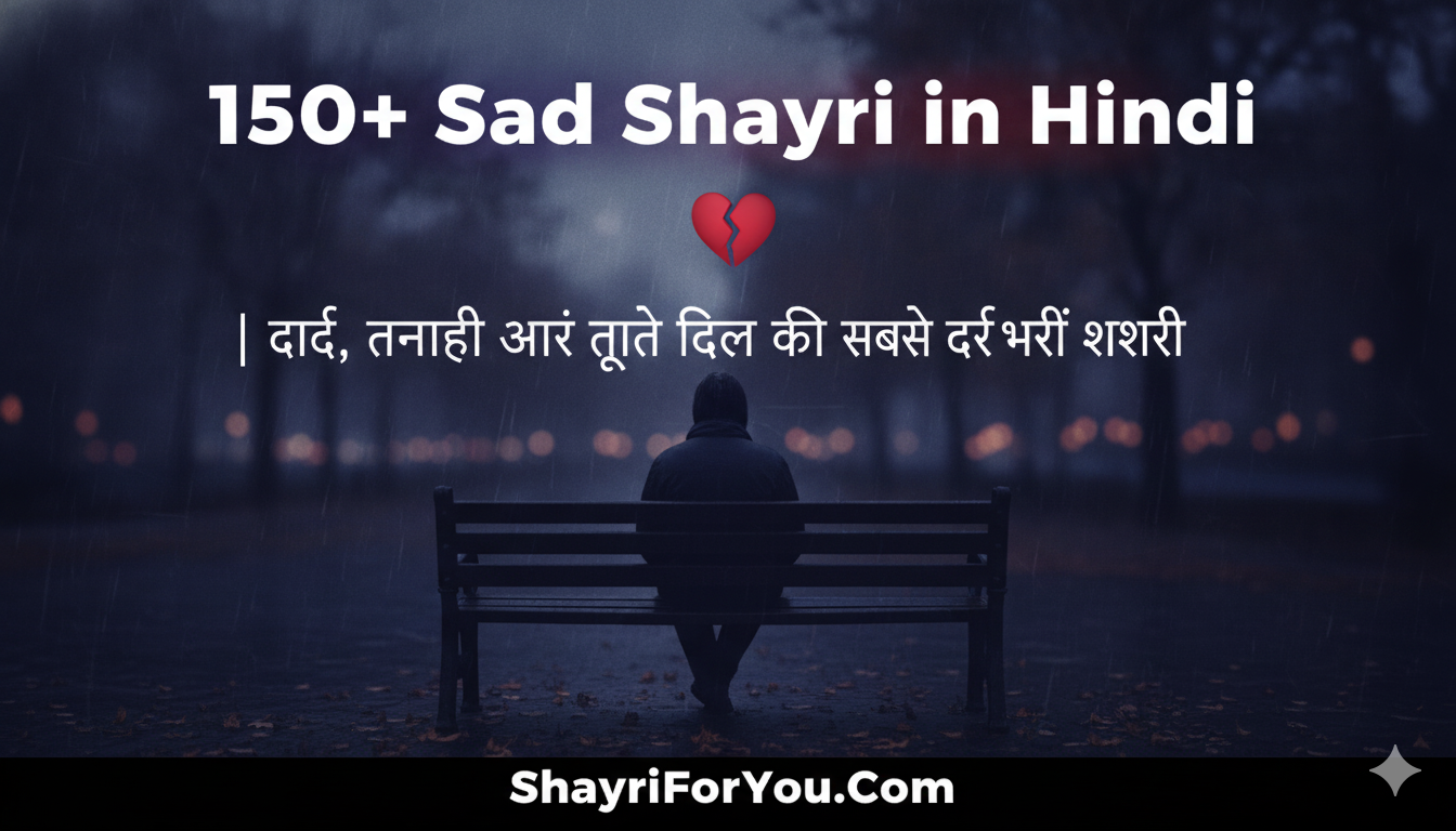 150+ Sad Shayari in Hindi 💔 | दर्द, तन्हाई और टूटे दिल की सबसे दर्द भरी शायरी